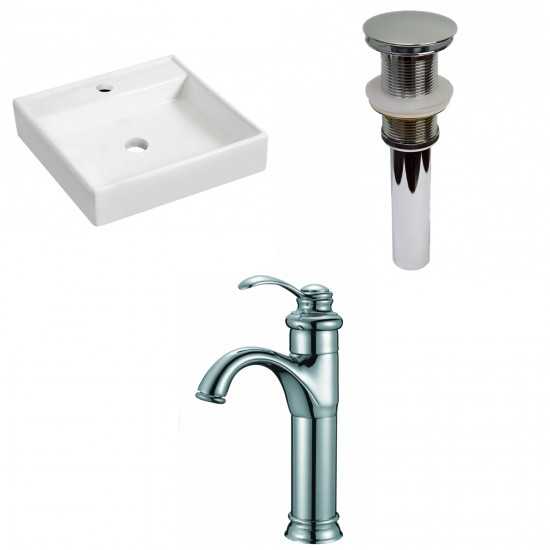 17.5-in. W Wall Mount White Vessel Set For 1 Hole Center Faucet