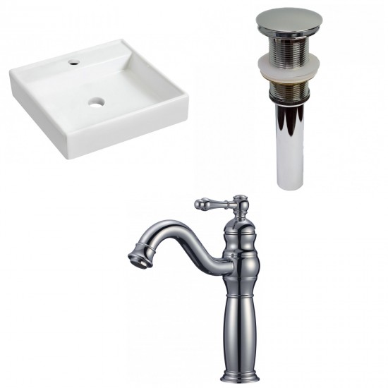 17.5-in. W Wall Mount White Vessel Set For 1 Hole Center Faucet