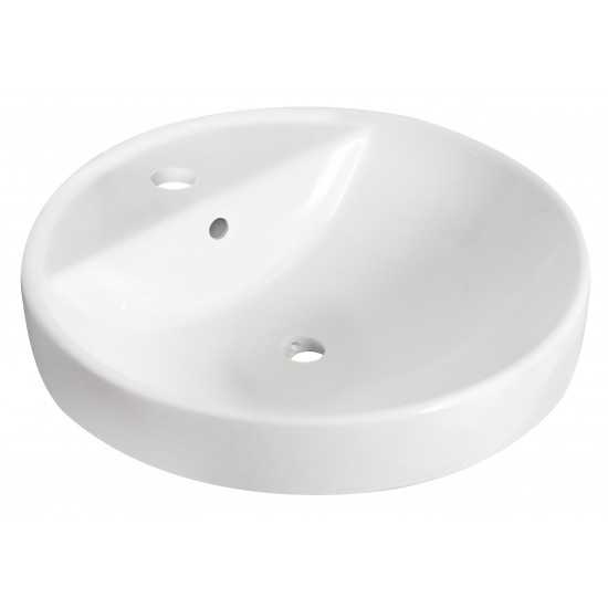 18.25-in. W Drop In White Vessel Set For 1 Hole Center Faucet