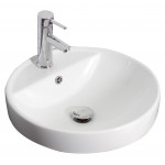 18.25-in. W Drop In White Vessel Set For 1 Hole Center Faucet