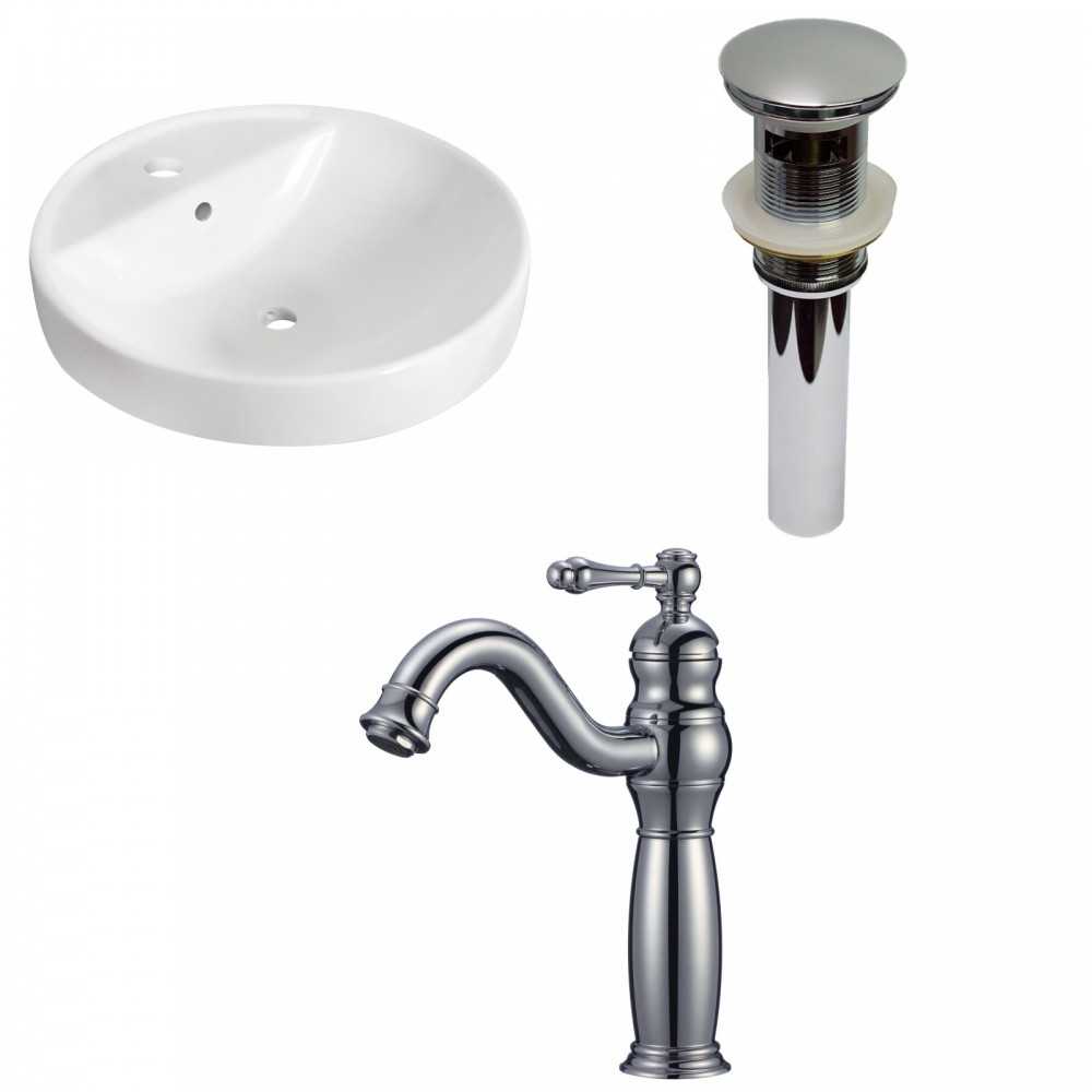 18.25-in. W Drop In White Vessel Set For 1 Hole Center Faucet