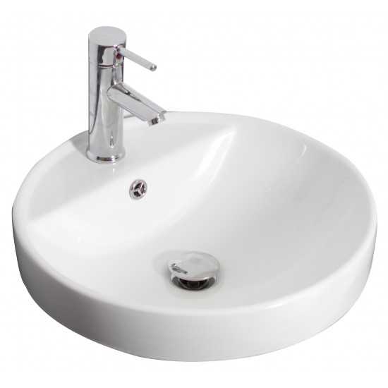 18.25-in. W Drop In White Vessel Set For 1 Hole Center Faucet