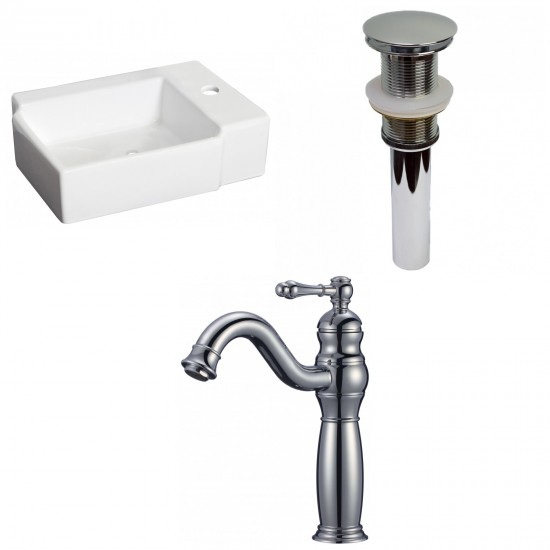 16.25-in. W Above Counter White Vessel Set For 1 Hole Right Faucet