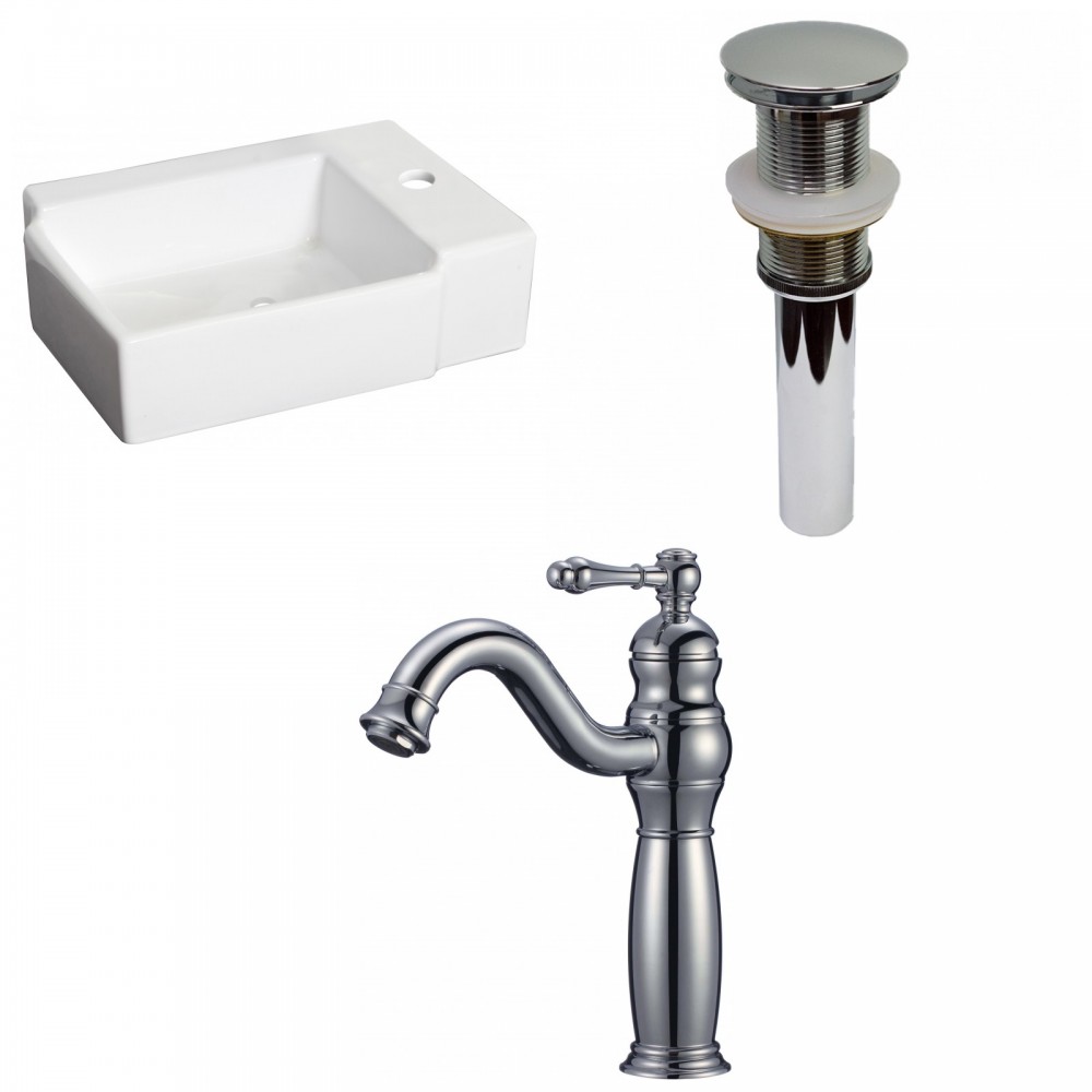 16.25-in. W Above Counter White Vessel Set For 1 Hole Right Faucet