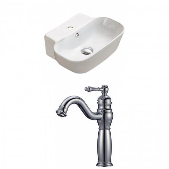 16.34-in. W Above Counter White Vessel Set For 1 Hole Center Faucet