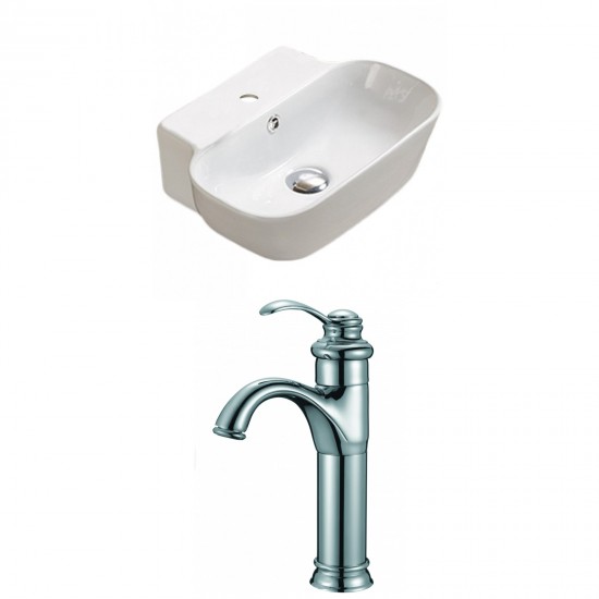 16.34-in. W Wall Mount White Vessel Set For 1 Hole Center Faucet