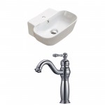 16.34-in. W Wall Mount White Vessel Set For 1 Hole Center Faucet