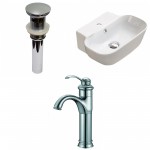 16.34-in. W Above Counter White Vessel Set For 1 Hole Center Faucet