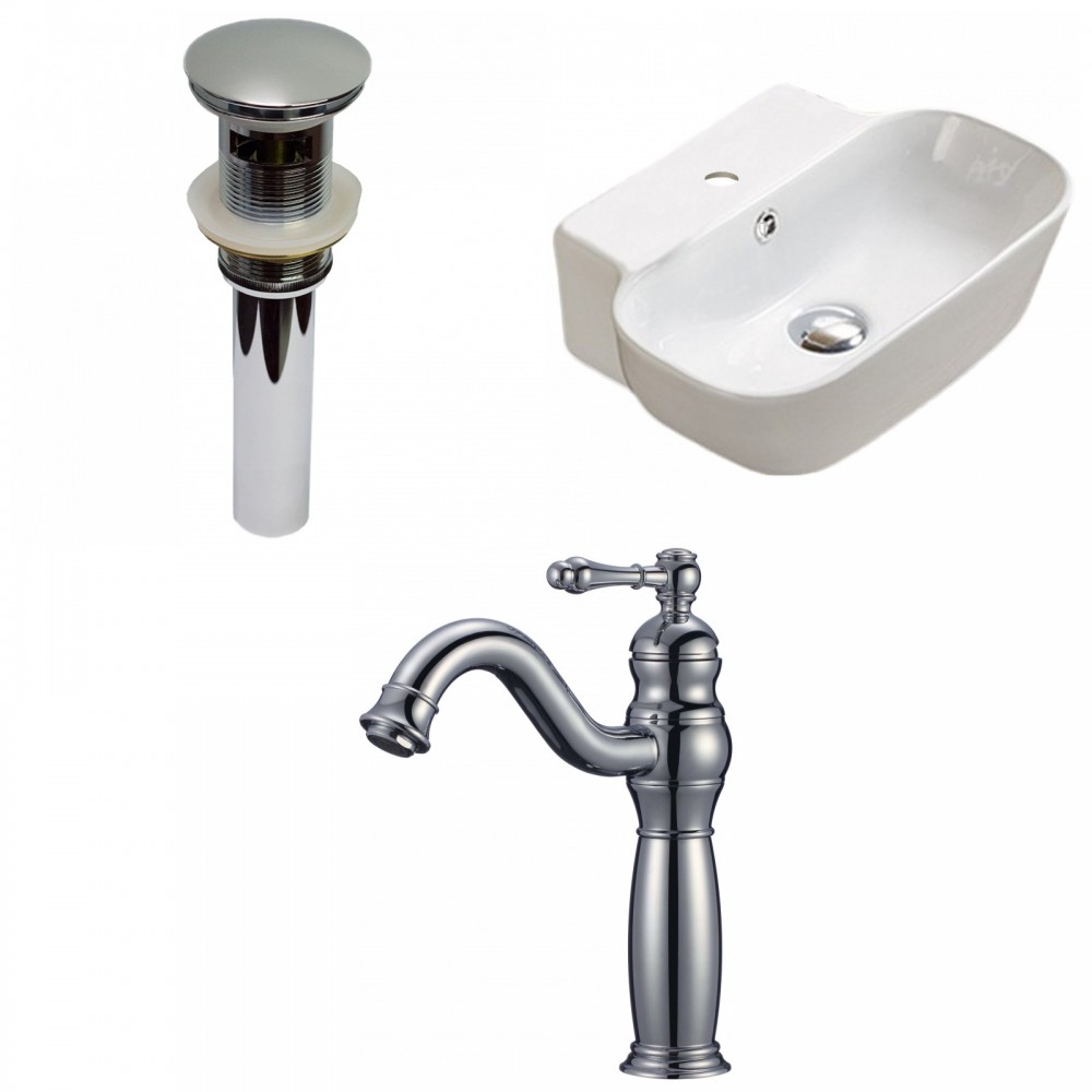 16.34-in. W Above Counter White Vessel Set For 1 Hole Center Faucet