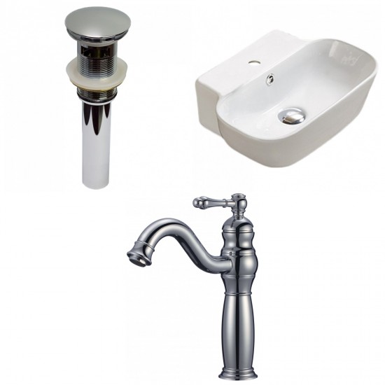 16.34-in. W Wall Mount White Vessel Set For 1 Hole Center Faucet