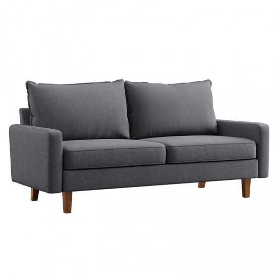 Samuel Gray Linen Fabric Loveseat