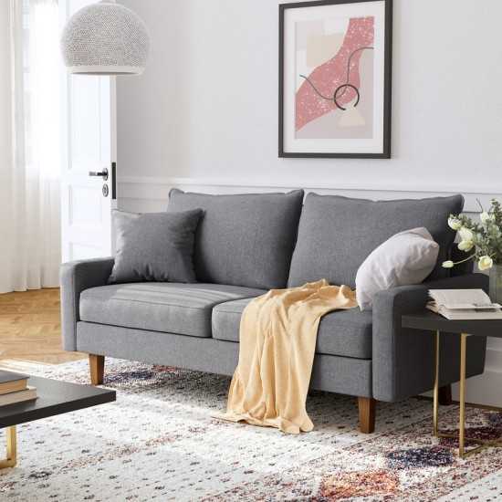 Samuel Gray Linen Fabric Loveseat