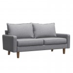 Samuel Light Gray Linen Fabric Loveseat