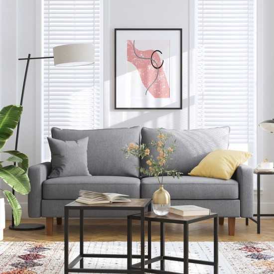 Samuel Light Gray Linen Fabric Loveseat