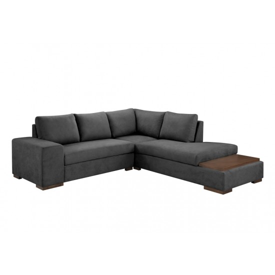 Bianca Dark Gray Woven Fabric Sectional Sofa with Console Table and Right Hand Facing Chaise