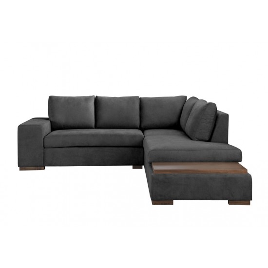 Bianca Dark Gray Woven Fabric Sectional Sofa with Console Table and Right Hand Facing Chaise