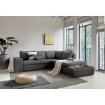 Bianca Dark Gray Woven Fabric Sectional Sofa with Console Table and Right Hand Facing Chaise