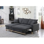 Colton Dark Gray Woven Reversible Sleeper Sectional Sofa with Storage Chaise