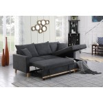 Colton Dark Gray Woven Reversible Sleeper Sectional Sofa with Storage Chaise