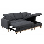 Colton Dark Gray Woven Reversible Sleeper Sectional Sofa with Storage Chaise