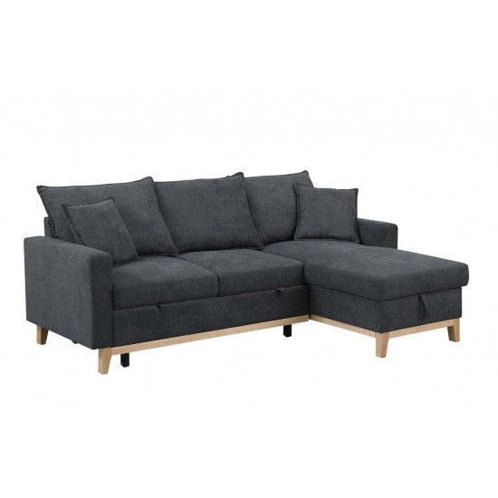 Colton Dark Gray Woven Reversible Sleeper Sectional Sofa with Storage Chaise