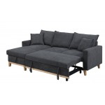 Colton Dark Gray Woven Reversible Sleeper Sectional Sofa with Storage Chaise