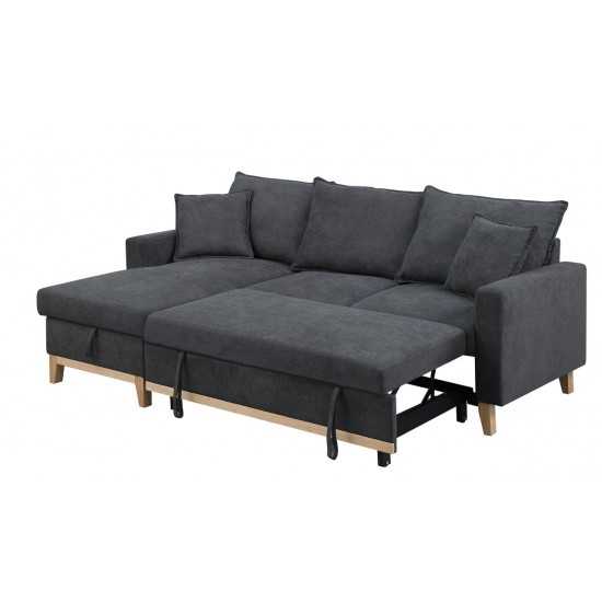 Colton Dark Gray Woven Reversible Sleeper Sectional Sofa with Storage Chaise