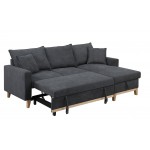 Colton Dark Gray Woven Reversible Sleeper Sectional Sofa with Storage Chaise