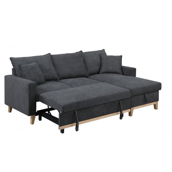 Colton Dark Gray Woven Reversible Sleeper Sectional Sofa with Storage Chaise