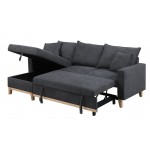 Colton Dark Gray Woven Reversible Sleeper Sectional Sofa with Storage Chaise