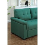 Lucca Green Linen Reversible Sleeper Sectional Sofa with Storage Chaise