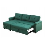 Lucca Green Linen Reversible Sleeper Sectional Sofa with Storage Chaise