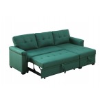 Lucca Green Linen Reversible Sleeper Sectional Sofa with Storage Chaise