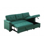 Lucca Green Linen Reversible Sleeper Sectional Sofa with Storage Chaise