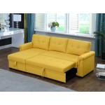 Lucca Yellow Linen Reversible Sleeper Sectional Sofa with Storage Chaise