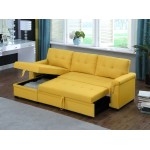 Lucca Yellow Linen Reversible Sleeper Sectional Sofa with Storage Chaise