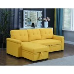 Lucca Yellow Linen Reversible Sleeper Sectional Sofa with Storage Chaise