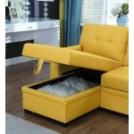 Lucca Yellow Linen Reversible Sleeper Sectional Sofa with Storage Chaise