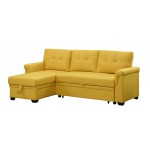 Lucca Yellow Linen Reversible Sleeper Sectional Sofa with Storage Chaise