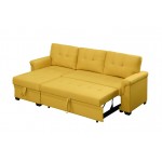 Lucca Yellow Linen Reversible Sleeper Sectional Sofa with Storage Chaise