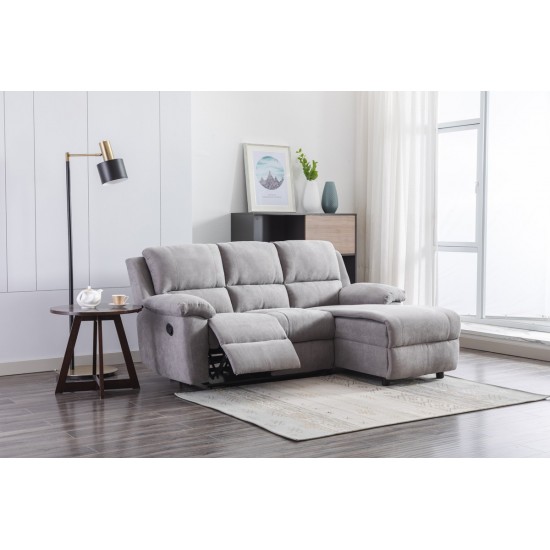 Emery Gray Polyester Right Facing Reclining Sofa Chaise