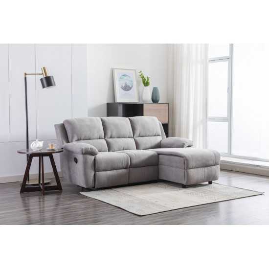 Emery Gray Polyester Right Facing Reclining Sofa Chaise