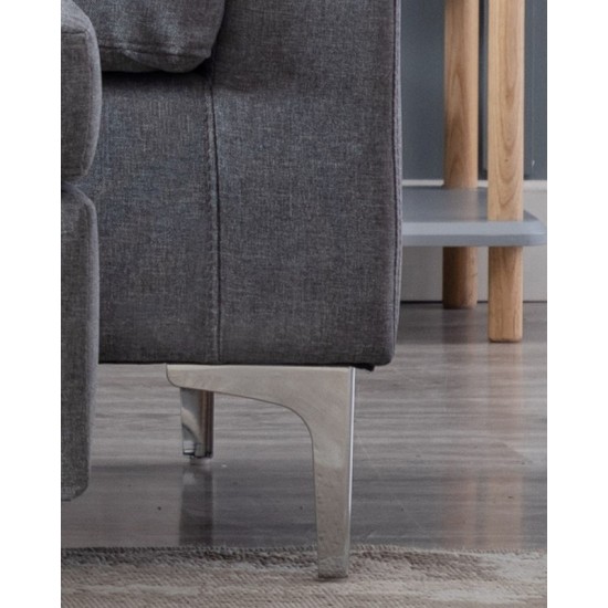 Robin Gray Fabric Reversible Sectional Sofa with Ottoman