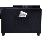 Ivy Black Velvet Reversible Sleeper Sectional Sofa with Storage Chaise and Side Pocket