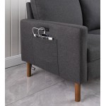 Carter Dark Gray Linen Loveseat, USB charging port and pocket