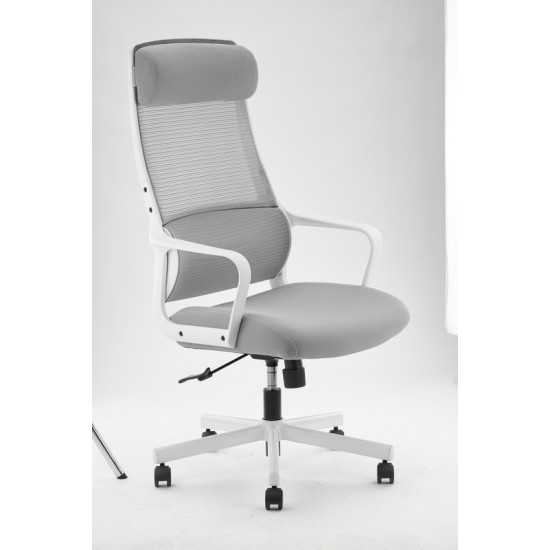 Logan Gray Office Chair with White Frame