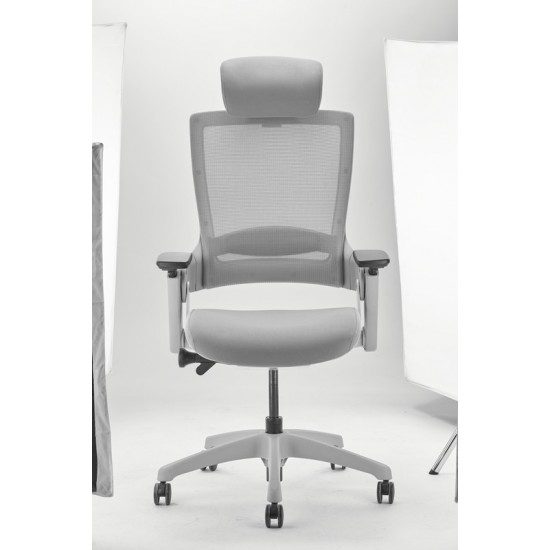 Luke Gray Office Chair with Mesh and Headrest