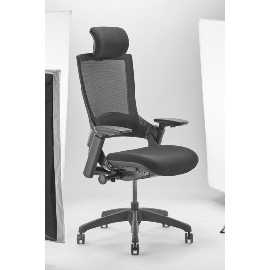 Luke Black Office Chair with Mesh and Headrest
