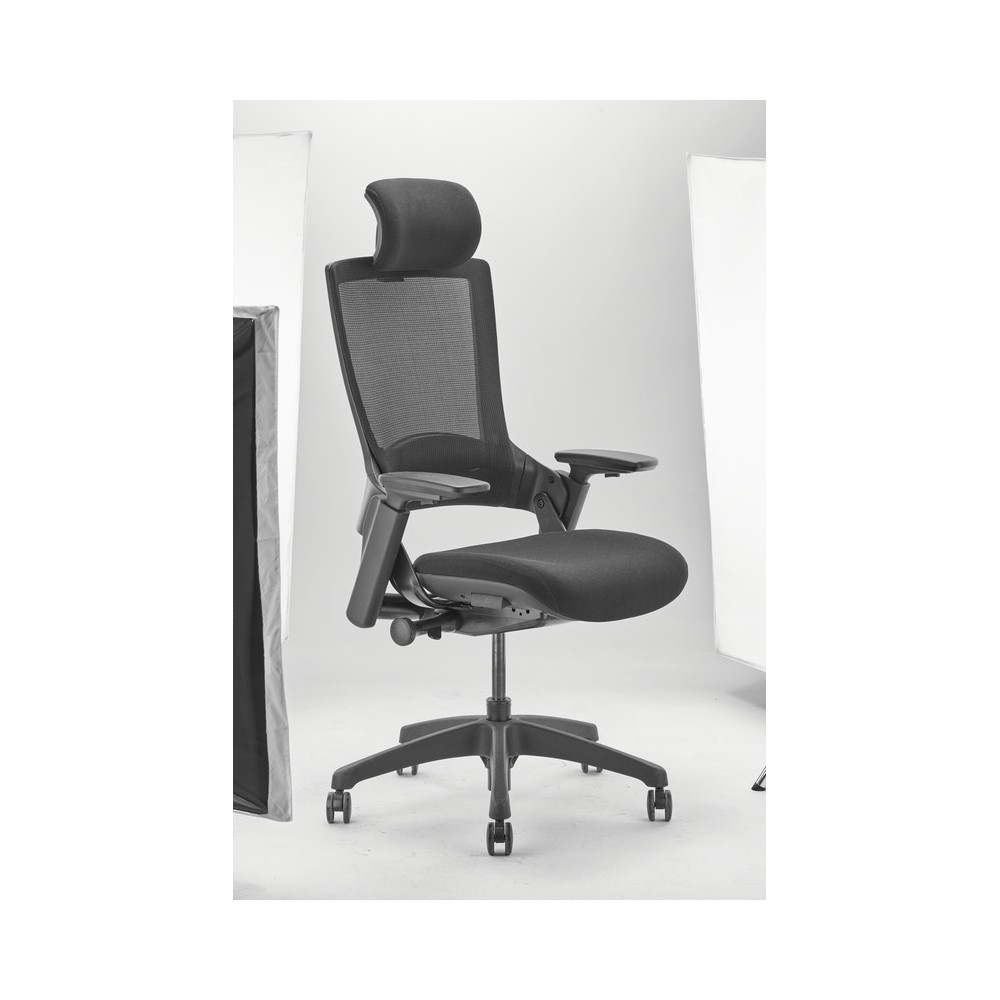 Luke Black Office Chair with Mesh and Headrest