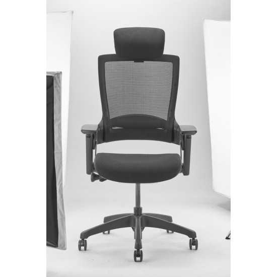 Luke Black Office Chair with Mesh and Headrest